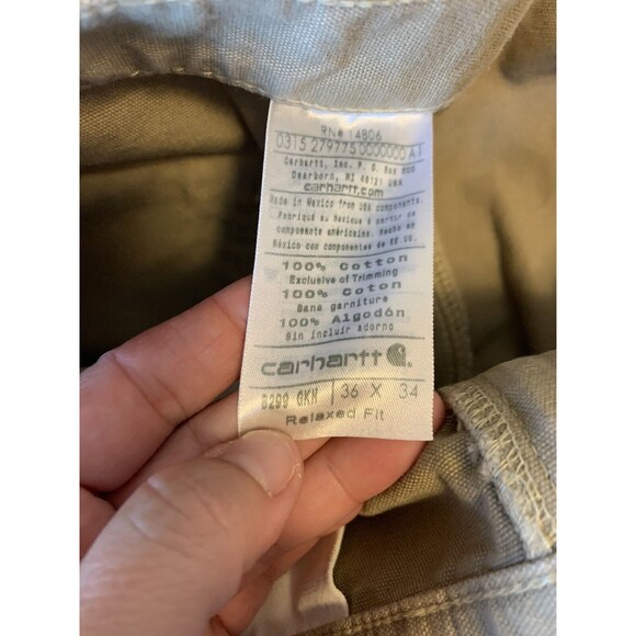 Carhartt Men's 36 X 33.5 Relaxed Fit  Khaki Work Pants - Picture 5 of 8